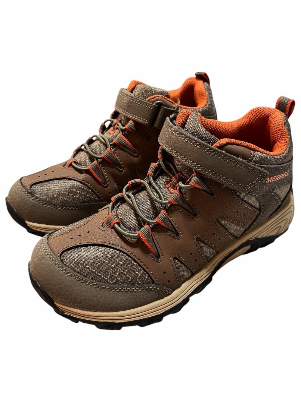 Merrell Kids' Trail Chaser Hiking Sneakers in "Gunsmoke / Orange", Size 3.5